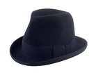 The PHAETON | Agnoulita Custom Handmade Hats Agnoulita Hats 1 | Center-dent, Denim Blue, Homburg Fedora, Rabbit fur felt
