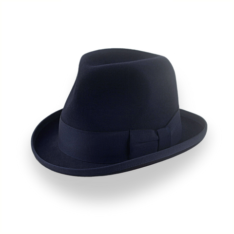 Cappello Homburg da uomo retrò del 1920 blu scuro navy | The Phaeton