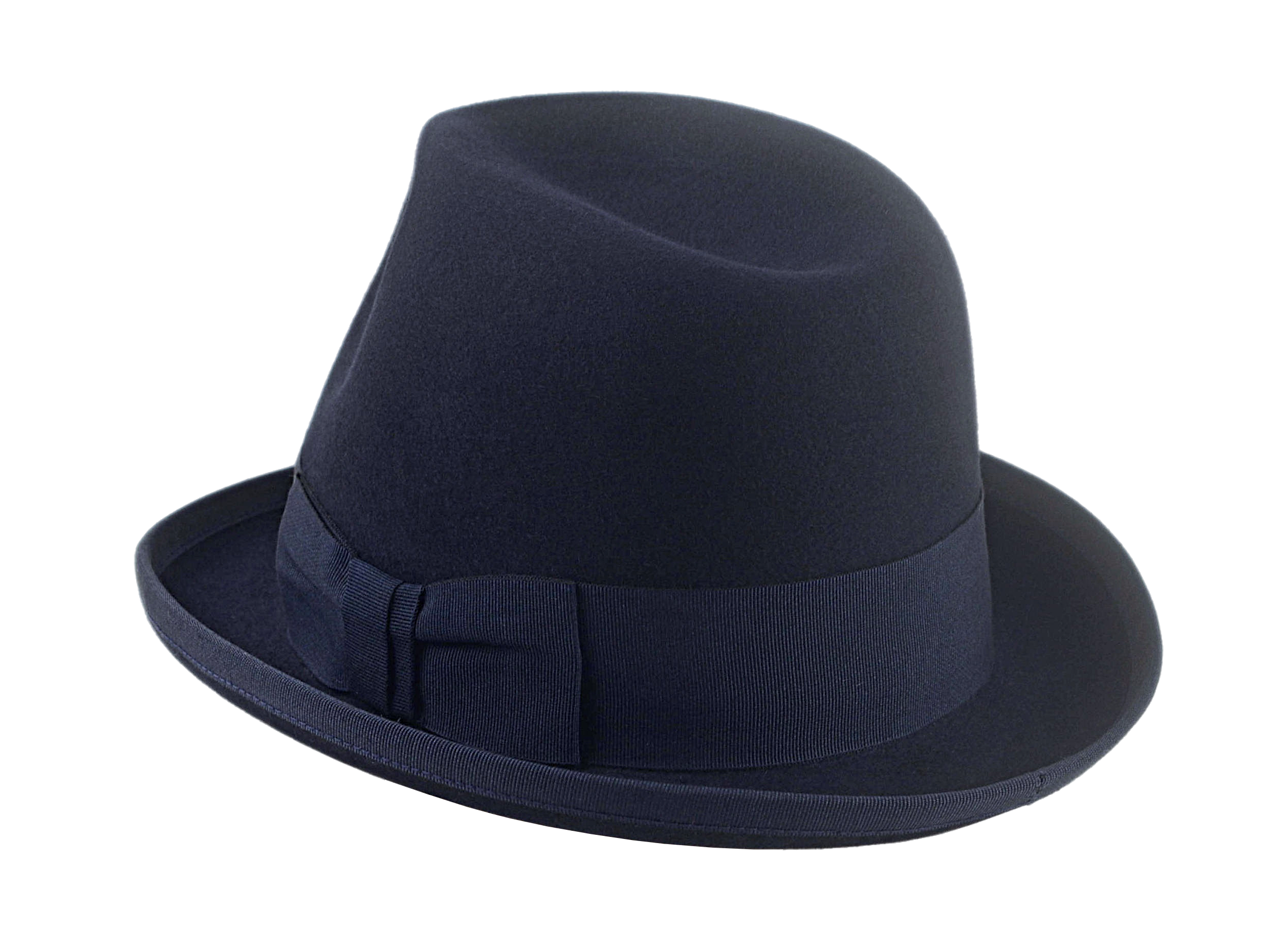 The PHAETON | Agnoulita Custom Handmade Hats Agnoulita Hats 3 | Center-dent, Denim Blue, Homburg Fedora, Rabbit fur felt