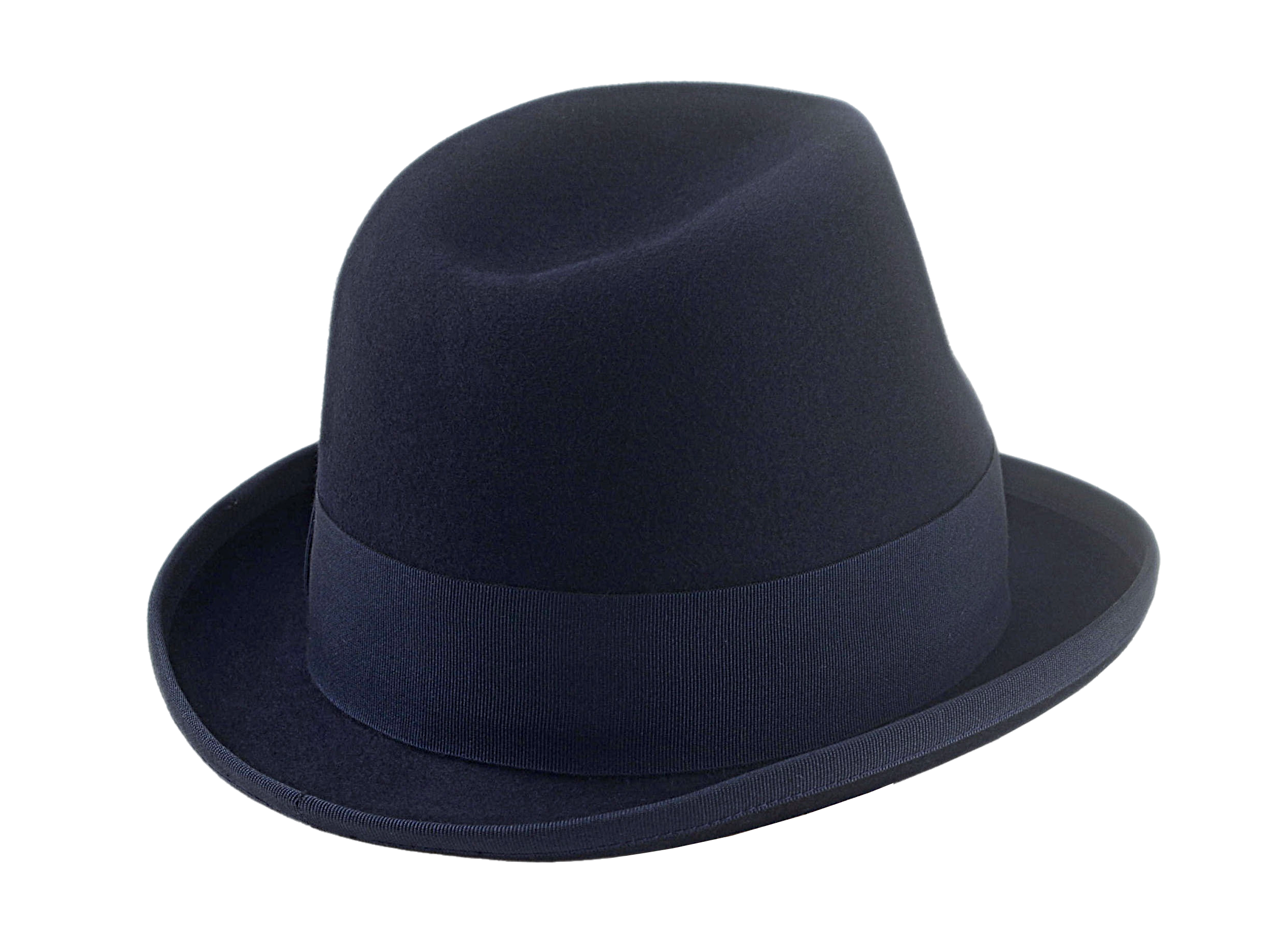 The PHAETON | Agnoulita Custom Handmade Hats Agnoulita Hats 4 | Center-dent, Denim Blue, Homburg Fedora, Rabbit fur felt