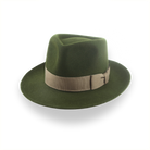 Dark Olive Green Felt Fedora Hat with Teardrop Crown | The 5217 - Agnoulita Hats 1 