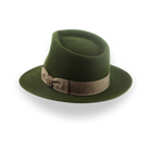 Dark Olive Green Felt Fedora Hat with Teardrop Crown | The 5217 - Agnoulita Hats 3 