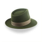 Dark Olive Green Felt Fedora Hat with Teardrop Crown | The 5217 - Agnoulita Hats 4 