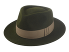 The AXEL - Teardrop Fedora For Men with Shark-Gills hatband in Loden Green Rabbit fur felt | Agnoulita Quality Custom Hats  1