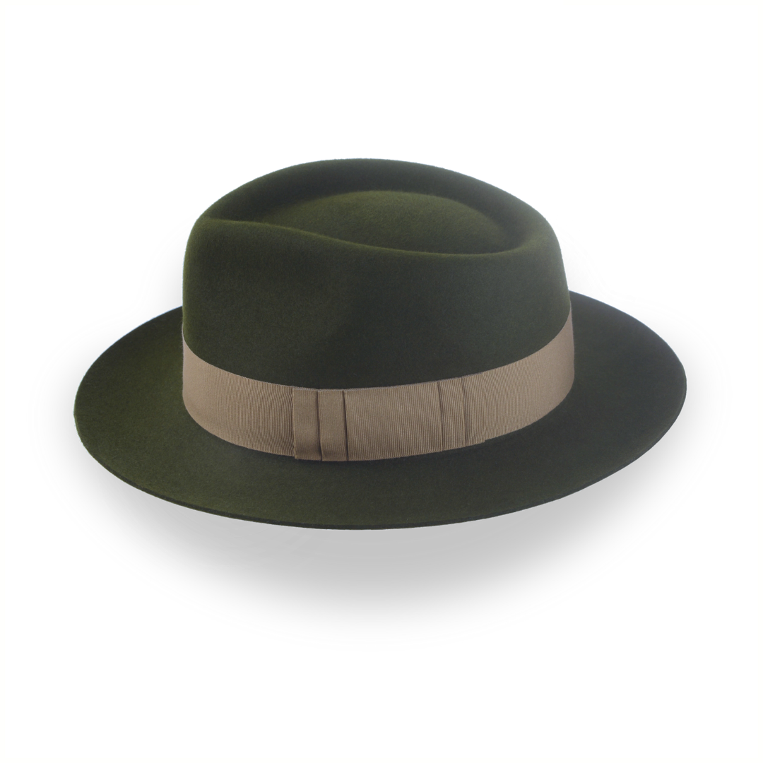 Dark Olive Green Jazz Fedora Hat for Men | The Axel - Agnoulita Hats 2 