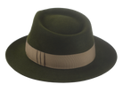 The AXEL - Teardrop Fedora For Men with Shark-Gills hatband in Loden Green Rabbit fur felt | Agnoulita Quality Custom Hats  3