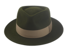 The AXEL - Teardrop Fedora For Men with Shark-Gills hatband in Loden Green Rabbit fur felt | Agnoulita Quality Custom Hats  6
