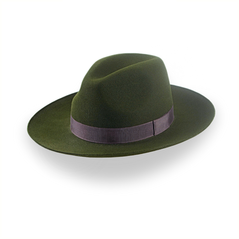 Dunkel olivgrüne breite Krempe Outback Fedora | Der Recon noiter