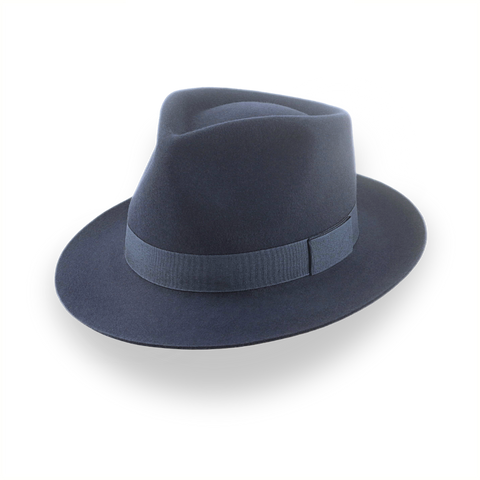 Dark Slate Grey Men's Teardrop Fedora in Smooth Fur Felt | The Diplomat