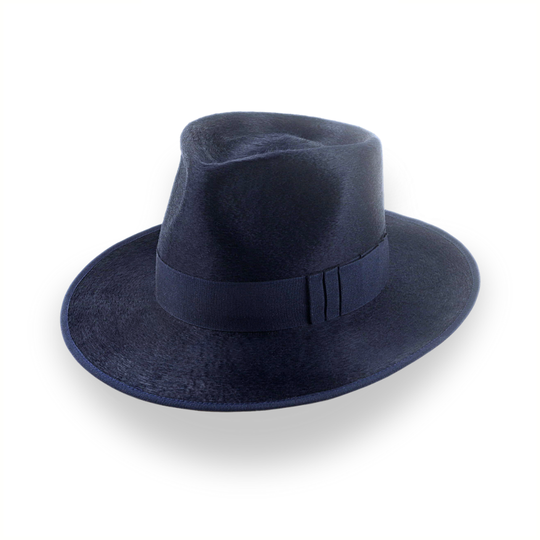 Denim Blue Luxurious Silk Finish Fedora for Men | The Zephyr - Agnoulita Hats 1 