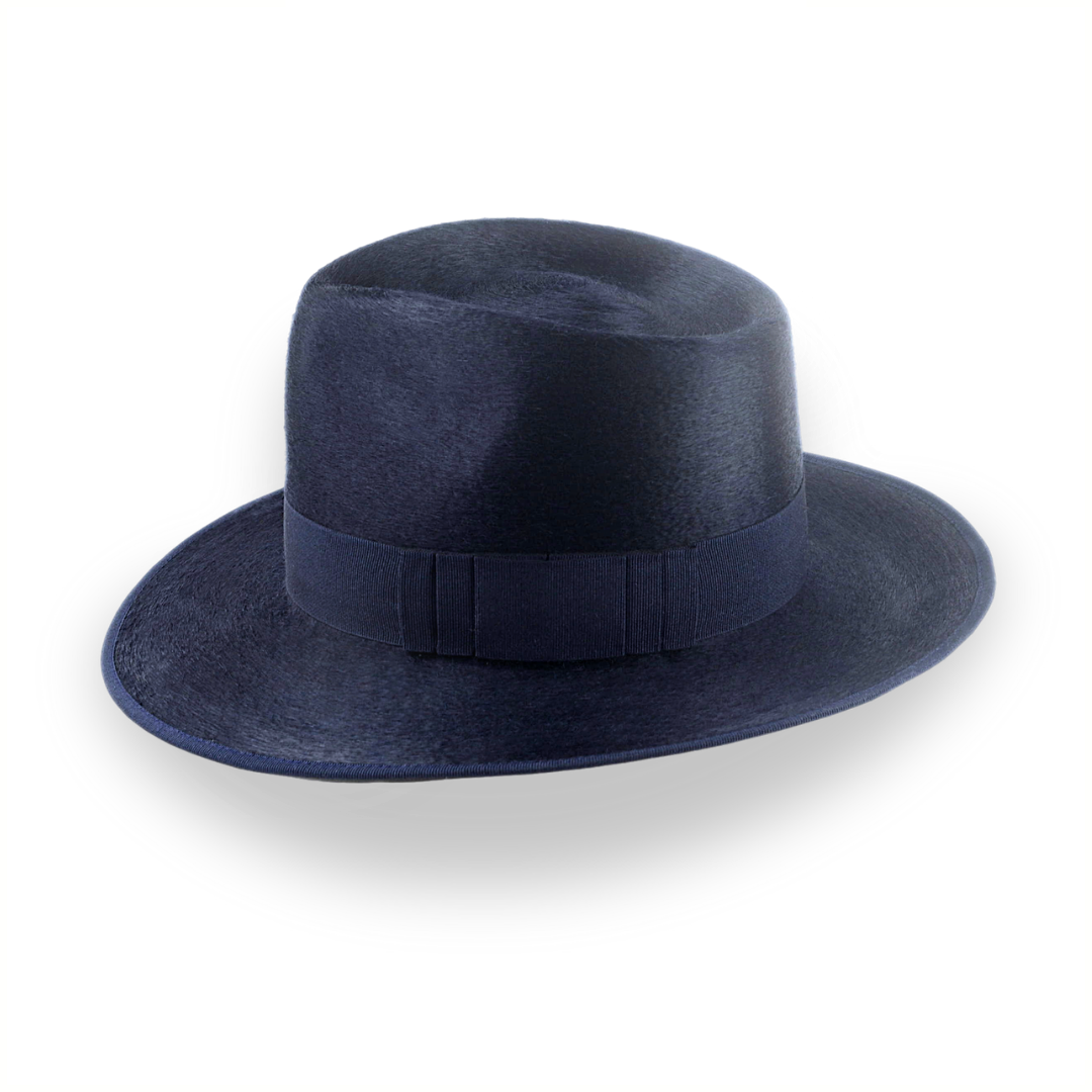 Denim Blue Luxurious Silk Finish Fedora for Men | The Zephyr - Agnoulita Hats 2 