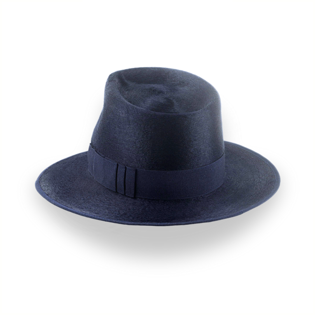 Denim Blue Luxurious Silk Finish Fedora for Men | The Zephyr - Agnoulita Hats 3 