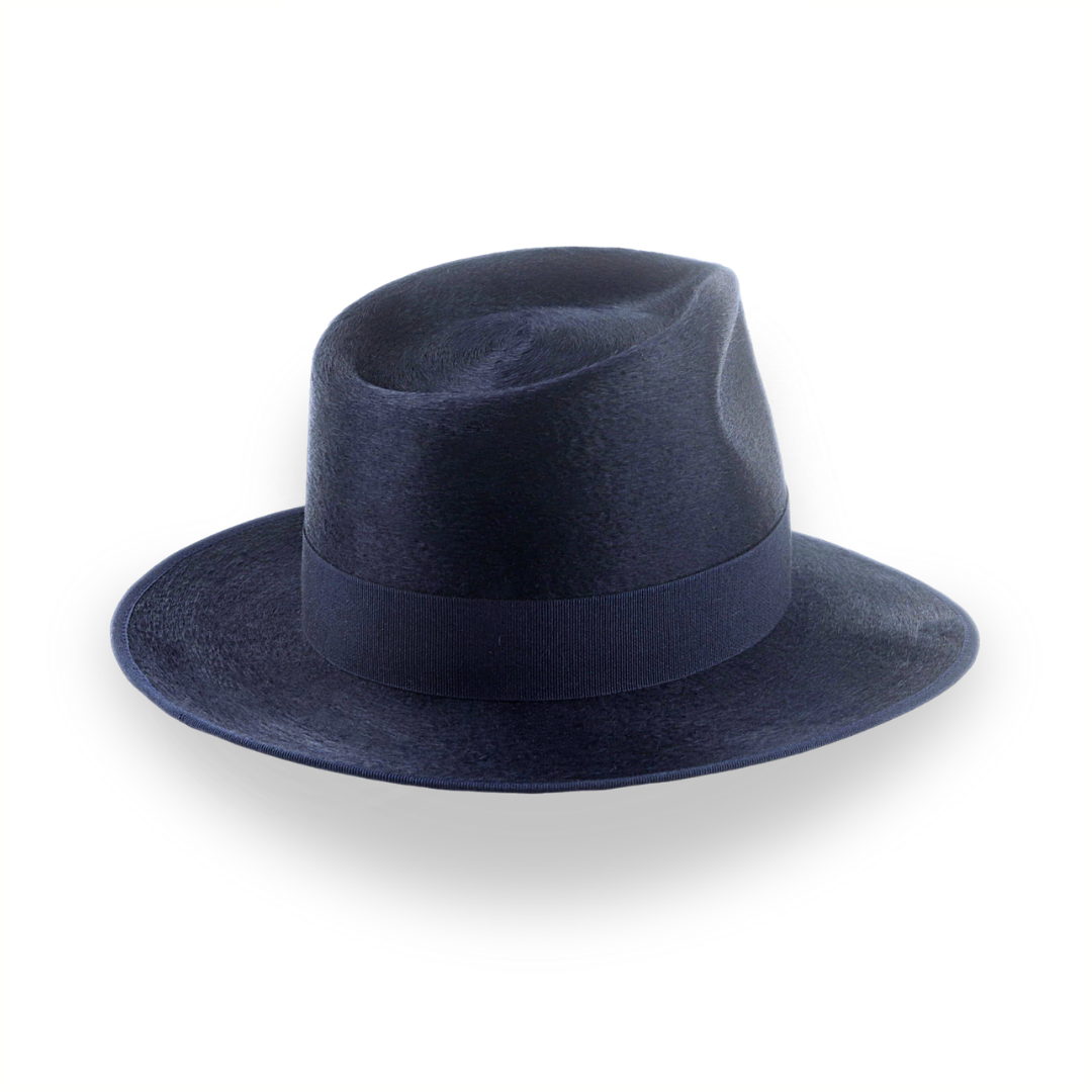 Denim Blue Luxurious Silk Finish Fedora for Men | The Zephyr - Agnoulita Hats 4 