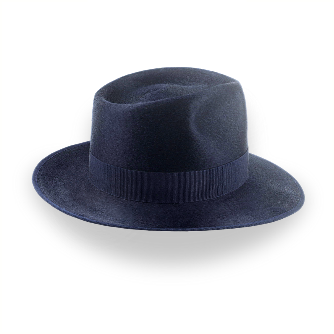 Denim Blue Luxurious Silk Finish Fedora for Men | The Zephyr - Agnoulita Hats 5 