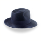 Denim Blue Luxurious Silk Finish Fedora for Men | The Zephyr - Agnoulita Hats 5 