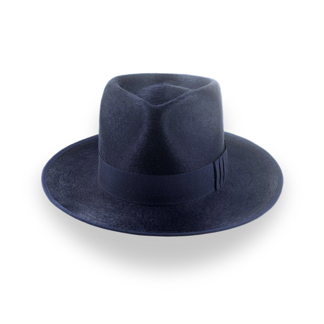 Denim Blue Luxurious Silk Finish Fedora for Men | The Zephyr - Agnoulita Hats 6 