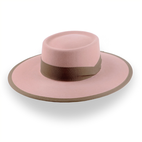 Chapeau western rose poussiéreux en feutre de fourrure durable | The Baron