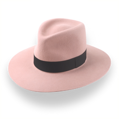 Dusty Pink Wide Brim Fedora Hut in Premium Pelz Filz | Das Rätsel