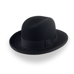 Eleganter schwarzer Filz-Homburg-Hut für Männer | The Signature