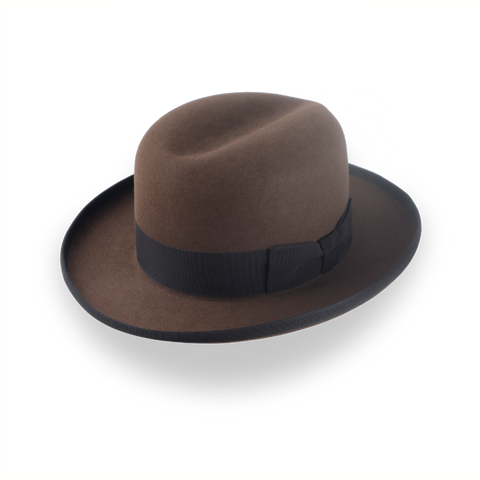 Elegant Brown Beaver Fur Felt Homburg Hat for Men | The Signature