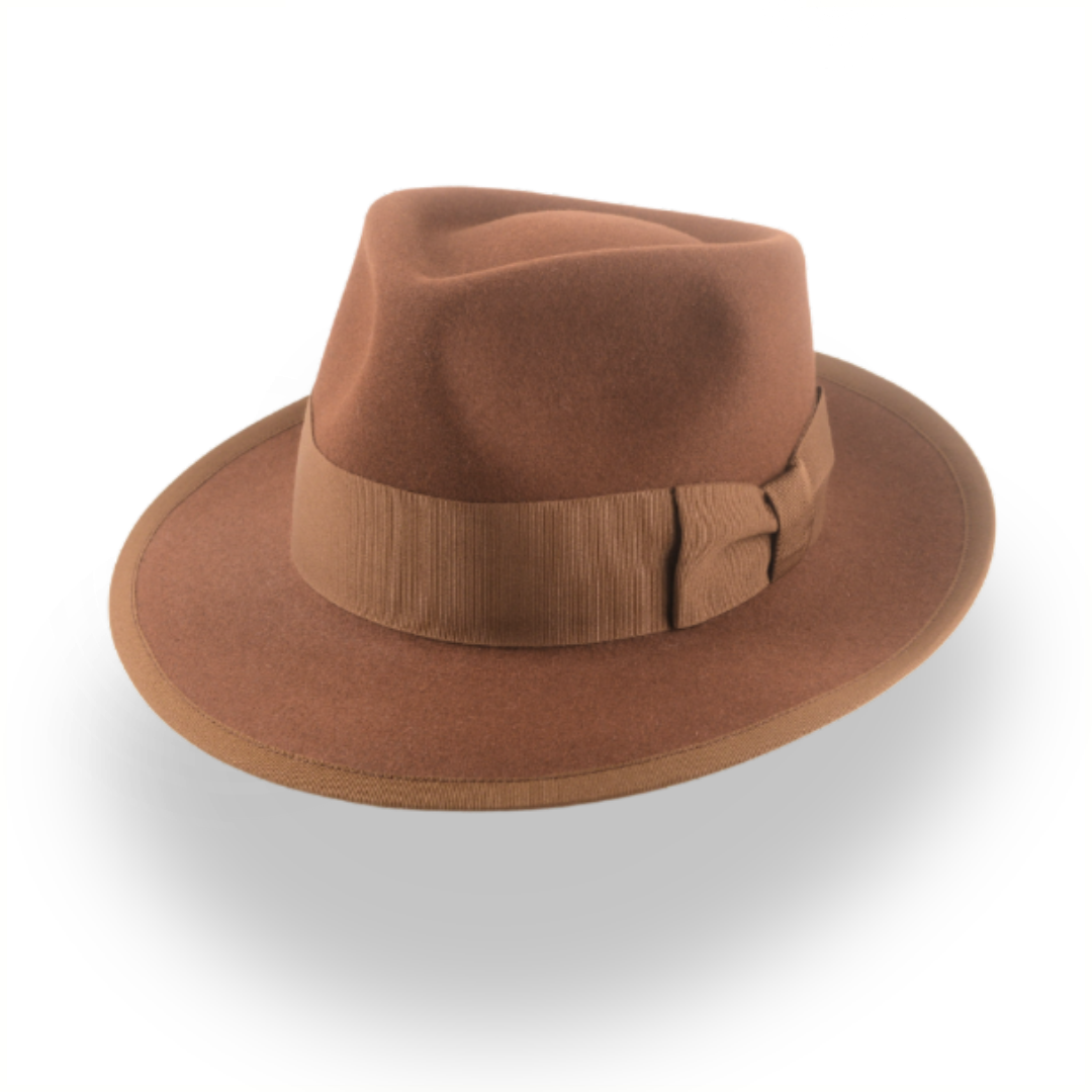 Elegant Brown Men's Fedora Hat with Teardrop Crown | The Knight - Agnoulita Hats 1 