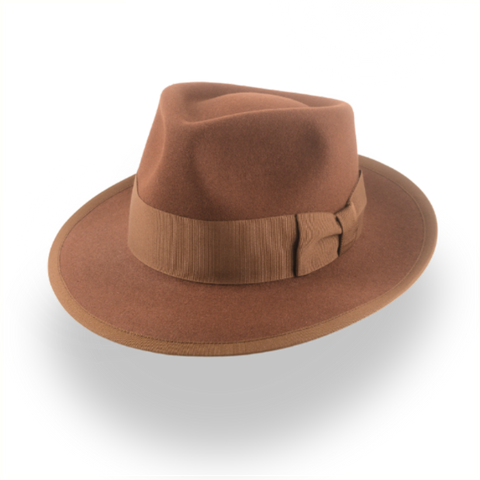 Elegant Brown Men's Fedora Hat with Teardrop Crown | The Knight