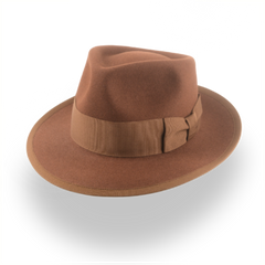 Elegant Brown Men's Fedora Hat with Teardrop Crown | The Knight