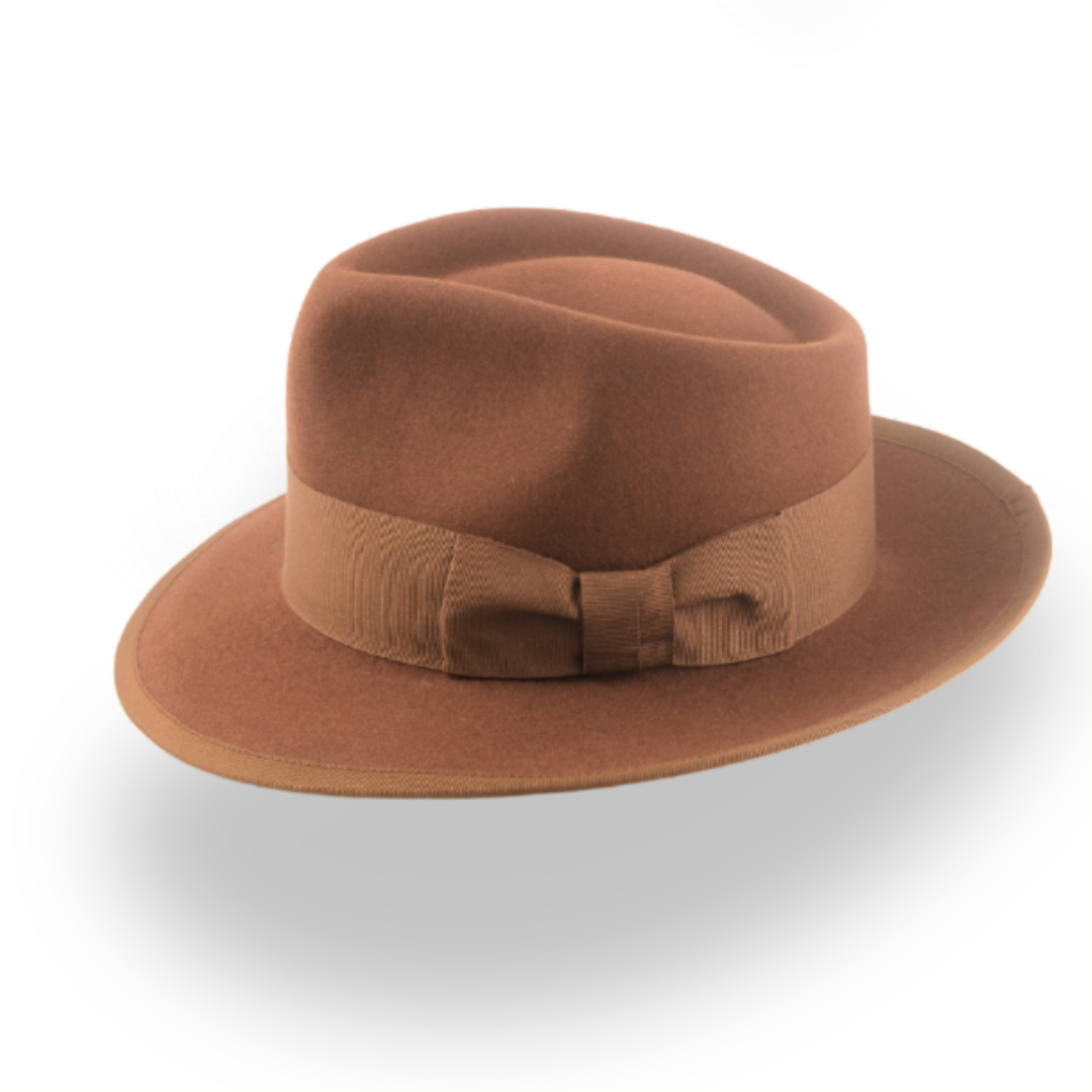 Elegant Brown Men's Fedora Hat with Teardrop Crown | The Knight - Agnoulita Hats 2 