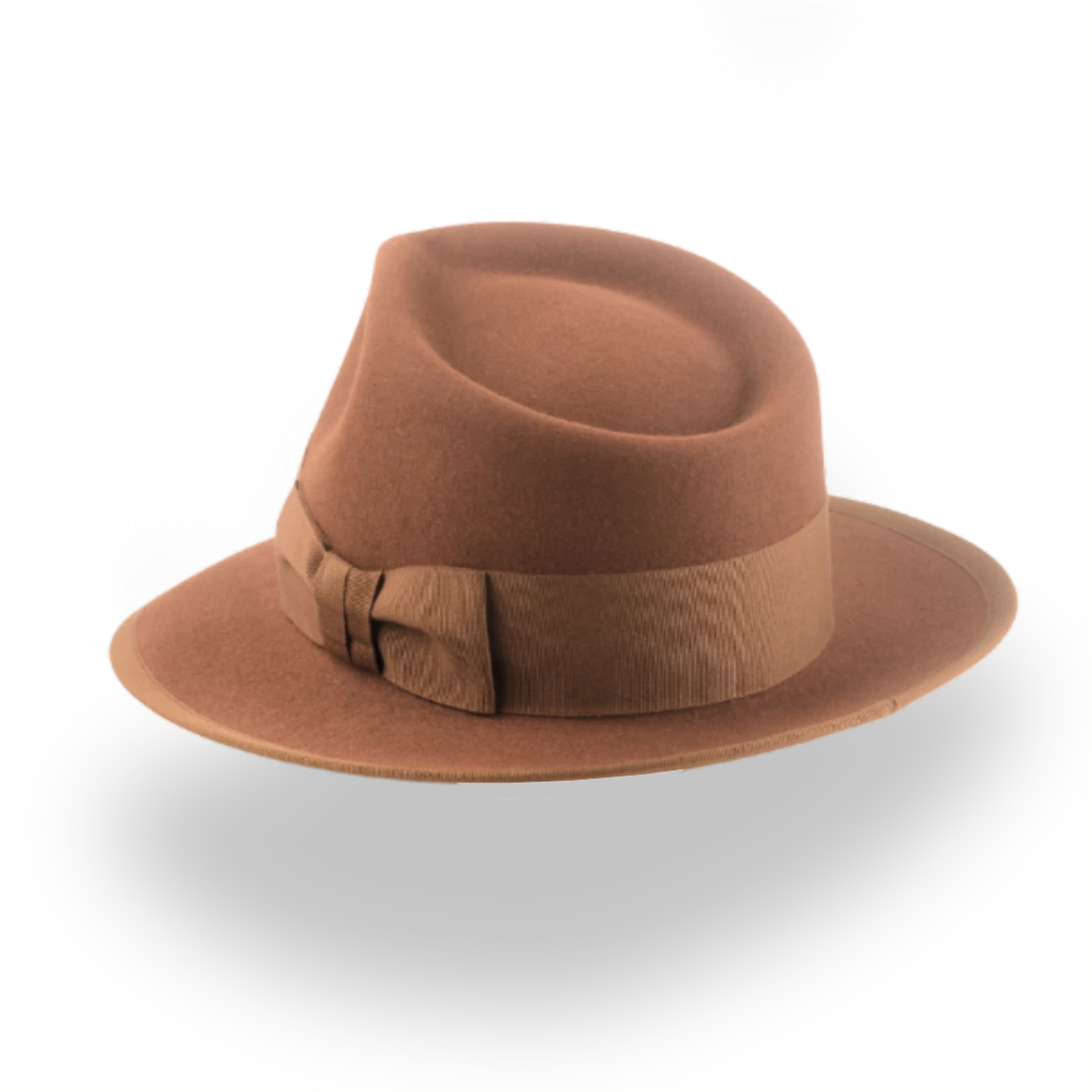 Elegant Brown Men's Fedora Hat with Teardrop Crown | The Knight - Agnoulita Hats 3 