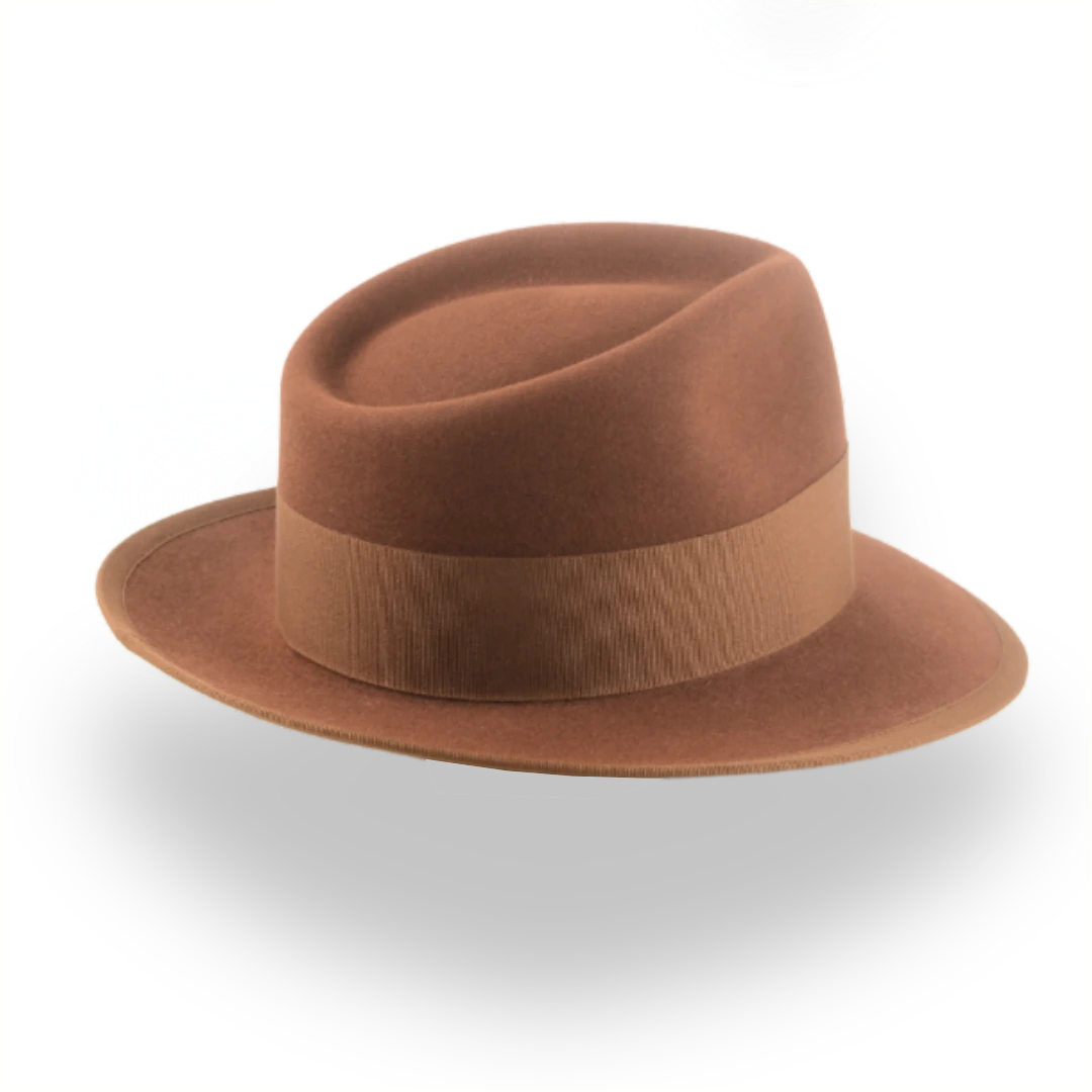 Elegant Brown Men's Fedora Hat with Teardrop Crown | The Knight - Agnoulita Hats 4 