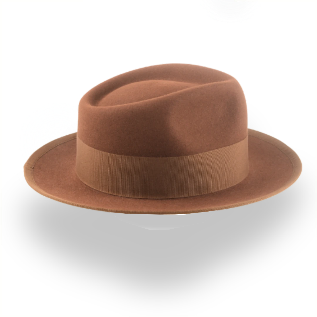 Elegant Brown Men's Fedora Hat with Teardrop Crown | The Knight - Agnoulita Hats 5 