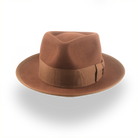 Elegant Brown Men's Fedora Hat with Teardrop Crown | The Knight - Agnoulita Hats 6 