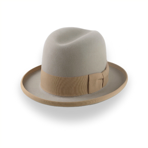 Elegant Homburg Hat For Men in Castor Beige Fur Felt | The Mage