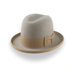 Elegant Homburg Hat For Men in Castor Beige Fur Felt | The Mage