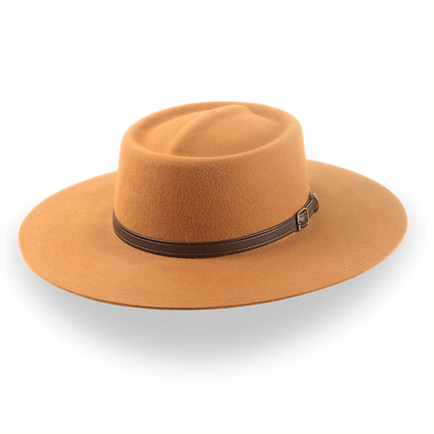 Flat Brim Gambler Cowboy Hat in Ginger Fur Felt | The Gambler