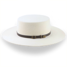 Flat Crown Wide Brim Bolero Hat In Ivory Wool Felt | The Galloper - Agnoulita 2 