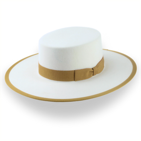 Flat Western Cowboy Hat in Ivory Fur Felt | The Tower