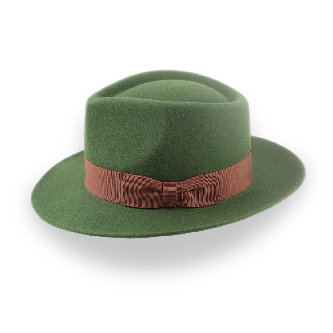 Forest Green Snap Brim Fedora in Stylish Fur Felt | The Sovereign - Agnoulita Hats 2 