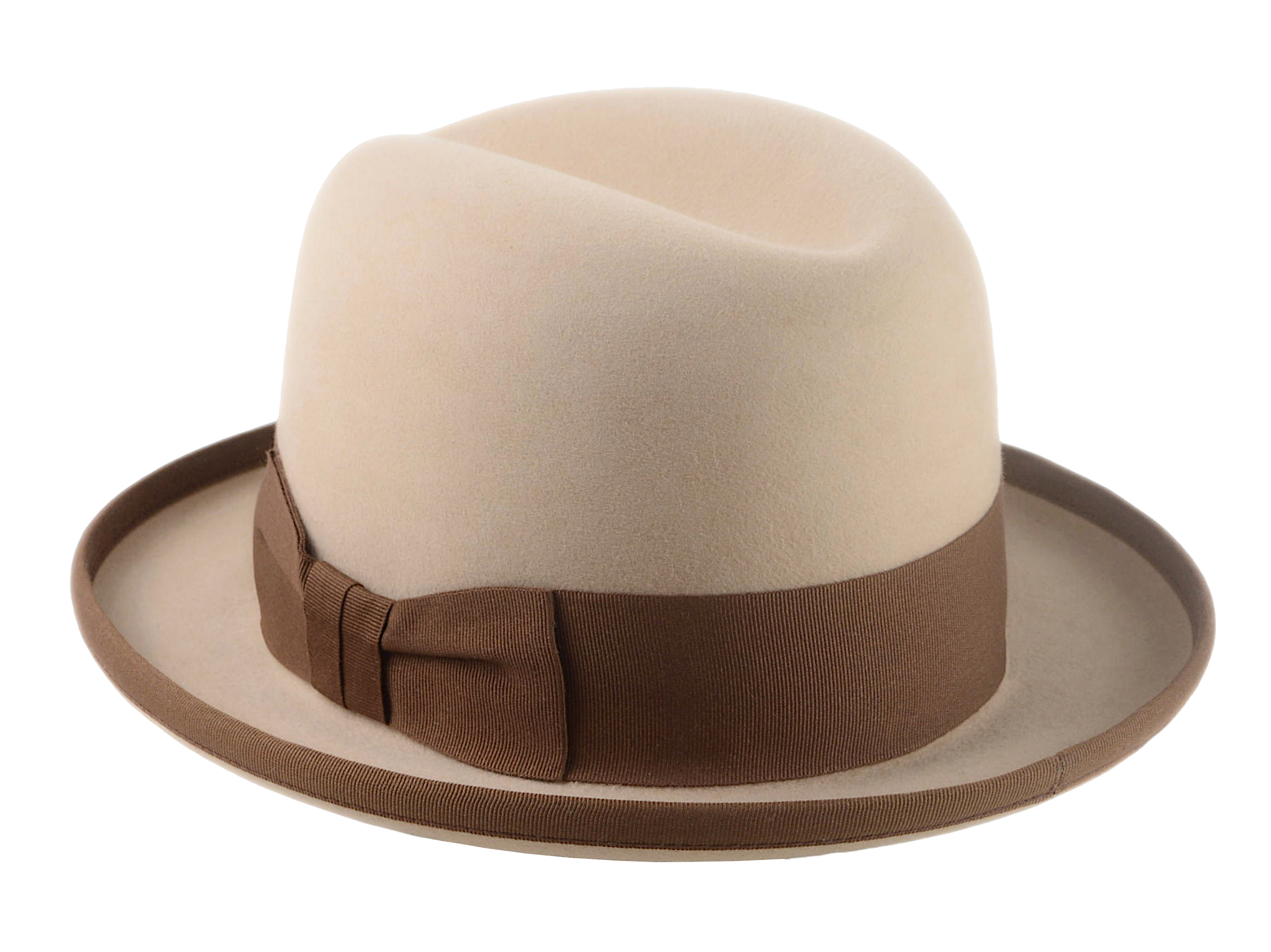 The PIGALLE | Agnoulita Custom Handmade Hats Agnoulita Hats 3 | Camel, Homburg Fedora, Rabbit fur felt, Single-crease