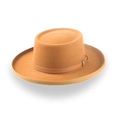 Cappello da cowboy stile giocatore d'azzardo in elegante feltro di pelliccia arancione bruciata | The Ithaca