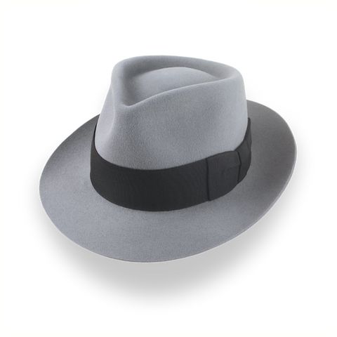 Grey 1940s Bogart Fedora Hat in Smooth Fur Felt | The Shadows