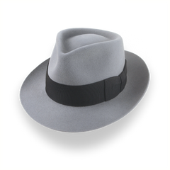 Grey 1940s Bogart Fedora Hat in Smooth Fur Felt | The Shadows