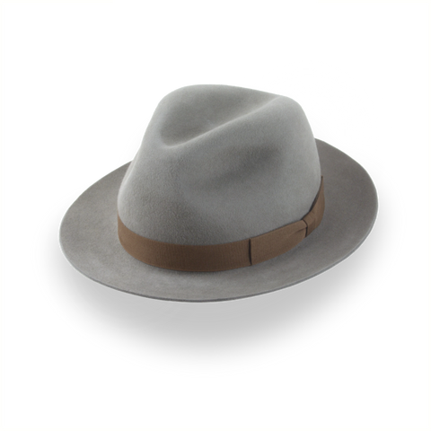 Grey Classic Center Dent Fedora Hat In Plush Fur Felt | The Icon