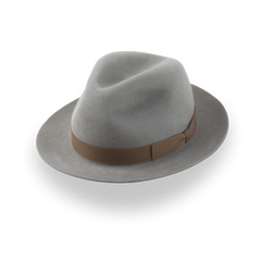 Grey Classic Center Dent Fedora Hat In Plush Fur Felt | The Icon