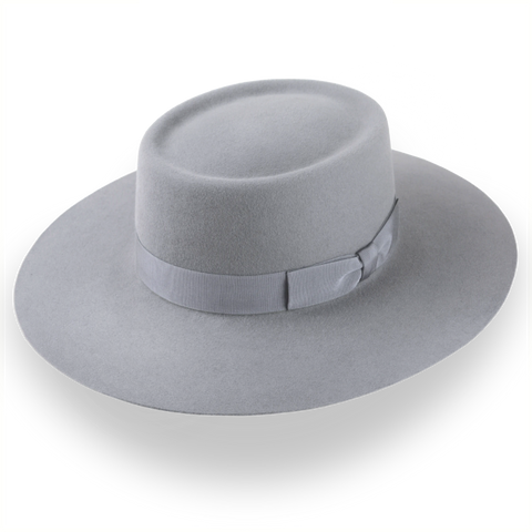 Sombrero de vaquero gris de lujo de ala ancha en fieltro de piel duradera | The Mesa