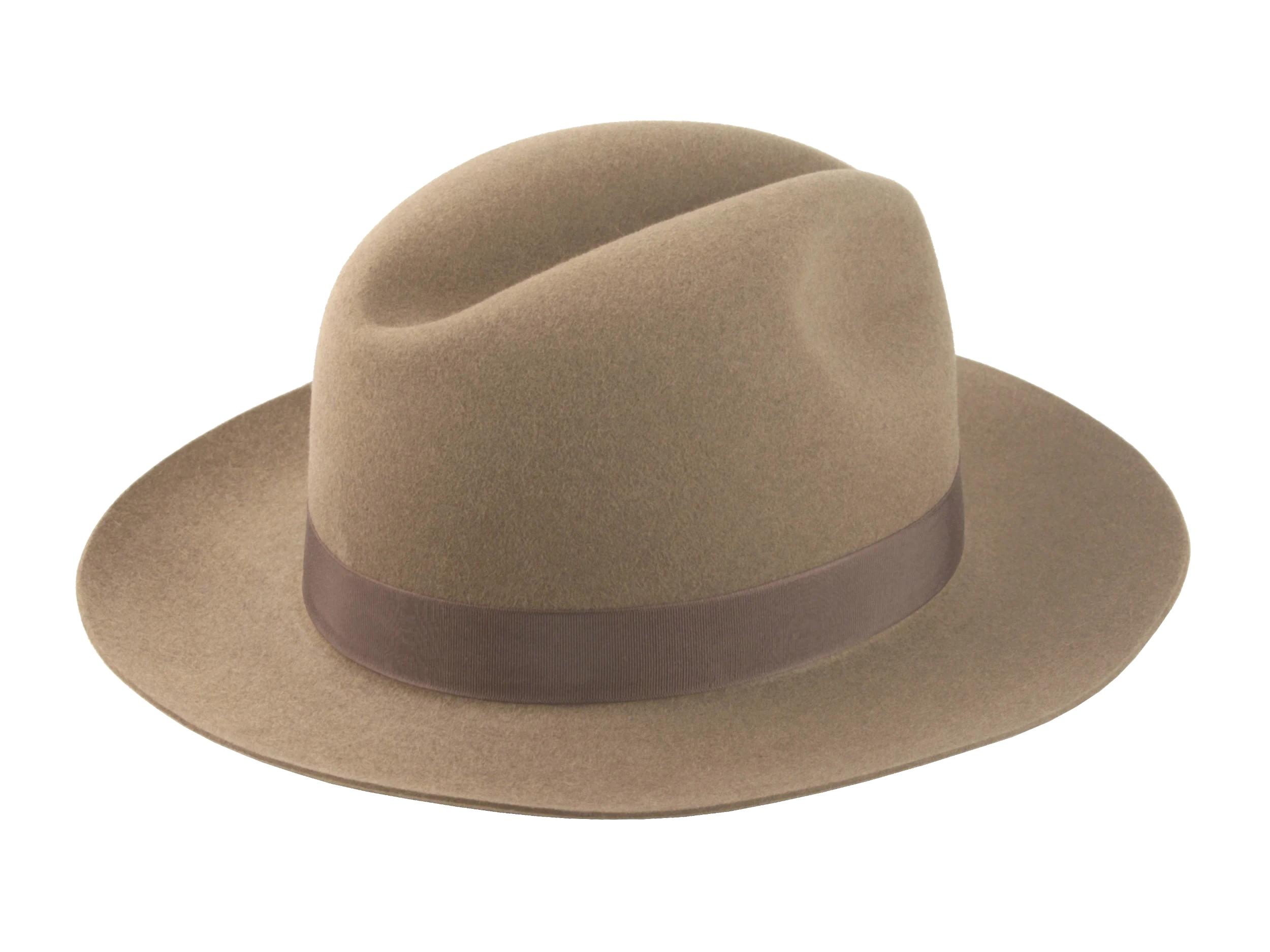 The Brando: Angled view capturing the precise detailing of the center-dent crown | Agnoulita Hats