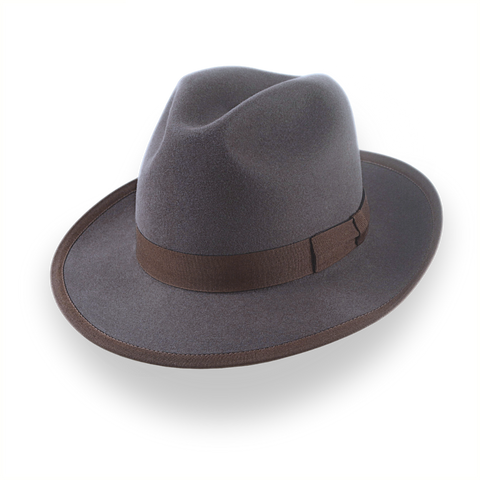 Handcrafted Classic Fedora in Caribou Grey Fur Felt | The Cavalieri