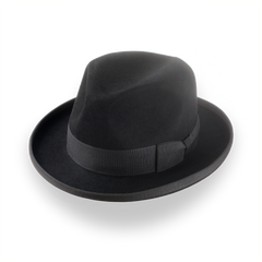 Chapeau Homburg pour Homme en Feutre de Fourrure Premium Noir | The Summit