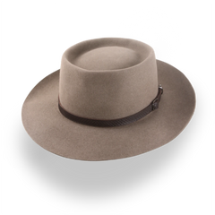 Handcrafted Wide Brim Porkpie Hat with Leather Band | The Oppenheimer