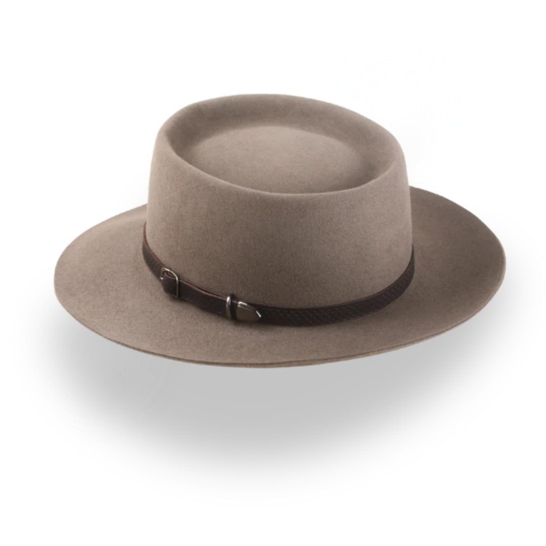 Handcrafted Wide Brim Porkpie Hat with Leather Band | The Oppenheimer - Agnoulita 3 